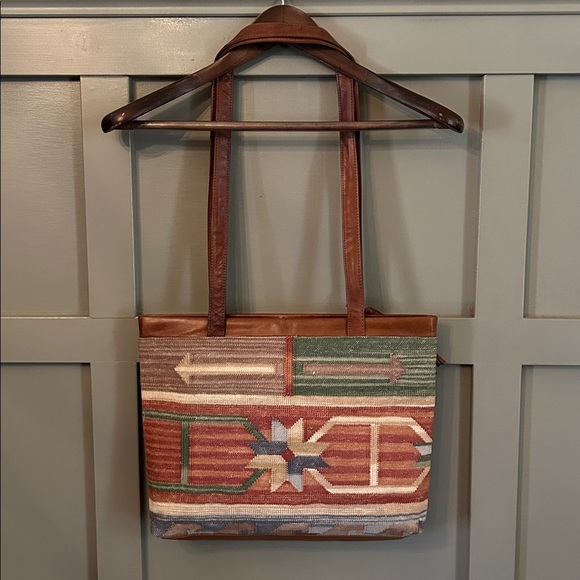 Marco Avane Tapestry Bag Purse Southwestern Aztec Tribal Leather Trim New NWOT - Picture 4 of 10